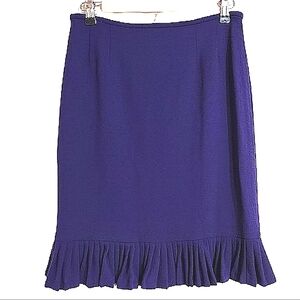 Vintage Albert Nipon Purple Wool Ruffle Hem Skirt Size 8P